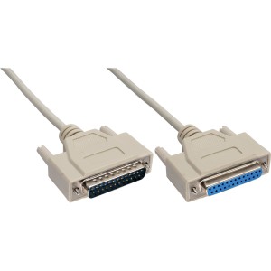 Kabel szeregowy formowany DB25 męski / żeński 1:1 szary 20m