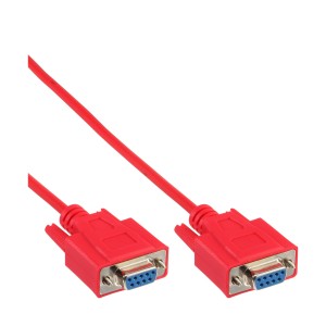 kabel null modem DP9 Pin żeński/żeński, formowany, czerwony, 2m