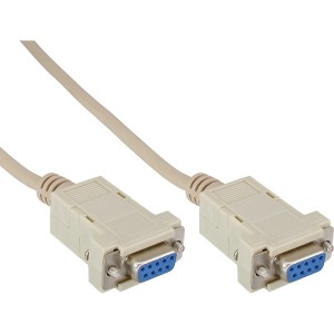 kabel null modem DB9 żeński/żeński, zmontowany, szary, 2m