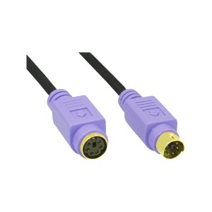 Kabel PS/2, InLine®, M/F, czarno-fioletowy, złote styki, 2m