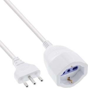 Przedłużacz sieciowy WŁOCHY wtyk L/gniazdo F, biały, 5m