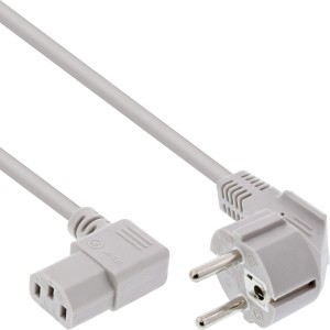 Kabel zasilający, kątowy CEE 7/7 / 3pin IEC C13 kątowy, szary, 1,8m
