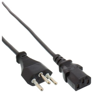 kabel zasilający, Szwajcaria, czarny, 0,5m