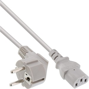 kabel zasilający, kątowy CEE 7/7 / 3pin IEC C13 męski, szary, 0,5m