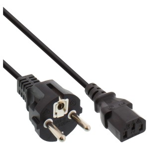 kabel zasilający, prosty CEE 7/7 / 3pin IEC C13 męski, czarny, 1m