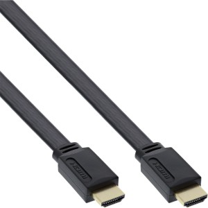 Płaski kabel HDMI Kabel o dużej szybkości z Ethernetem, pozłacany, czarny, 1,5 m