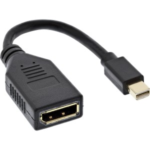 Kabel przejściowy Mini DP męski na DisplayPort żeński, 4K2K, czarny, 0,15 m