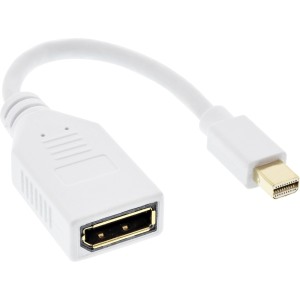 Kabel Mini DisplayPort męski na DisplayPort żeński, 4K2K, biały, 0,15 m