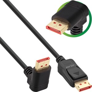 Kabel DisplayPort 1.4, 8K4K, kątowy do góry, czarno-złoty, 3m