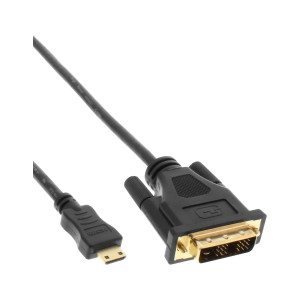 Kabel Mini-HDMI na DVI, HDMI C męski na DVI 18+1 męski, pozłacany, 1,5 m