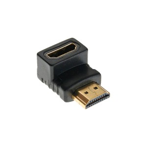 Adapter HDMI męski/żeński, kątowy, pozłacany, 4K2K