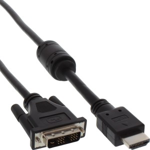 Kabel HDMI-DVI 19 Pin męski / 18+1 męski + dławik ferrytowy czarny 5m