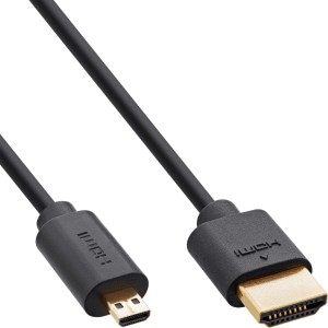 Smukły kabel HDMI o bardzo dużej szybkości transmisji AM/DM 8K4K, czarny, pozłacany, 0,3 m