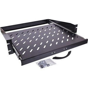 Półka wysuwana 19", 350mm, 30kg, 2U, RAL 9005 czarny