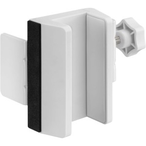 Zacisk do nóg stołowych do listwy zasilającej, zacisk śrubowy, biały