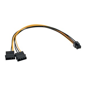 Kabel zasilacza 2x 5,25" / 6 Pin PCI-E 0,25 m