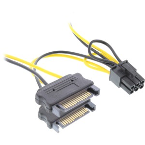 Zasilacz 2x SATA / 6 Pin do karty graficznej PCIe 0,15m