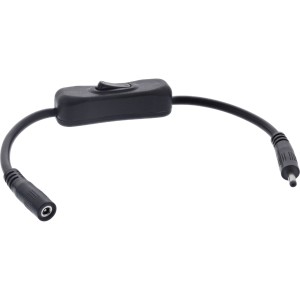 Kabel DC z przełącznikiem, DC męski/żeński 3,5x1,35mm, AWG 18, czarny, 0,20m