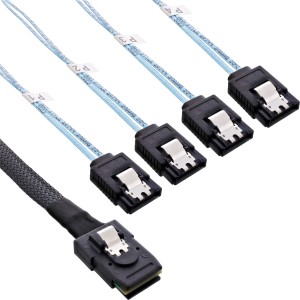 Kabel SAS, Mini SAS SFF8087 na 4x SATA, Crossover, OCF, 0,75m
