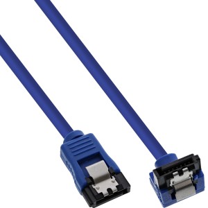 Okrągły kabel SATA 6 Gb/s, niebieski, kątowy 90° z zatrzaskami 0,5 m