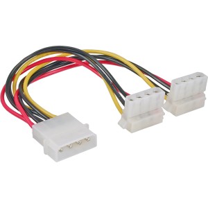 Wewnętrzny kabel zasilający Y 1x 4pin Molex / 2x 4pin Molex kątowy 0,15 m