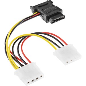 Kabel zasilający SATA SATA żeński / 3x 4pin Molex męski 0,15m