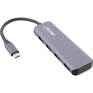 Koncentrator USB 3.2, USB-C na 4x USB A 10Gb/s, aluminium, szary