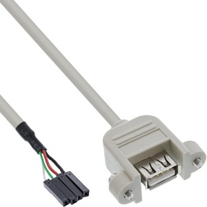 Kabel przejściowy USB 2.0 USB A, złącze żeńskie/nagłówkowe, 0,60 m