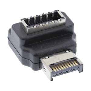 Wewnętrzny adapter USB 3.2, panel przedni USB-E męski na USB-E żeński 90°
