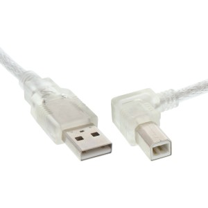 Kabel USB 2.0 kątowy Typ A męski / B męski przezroczysty 1m