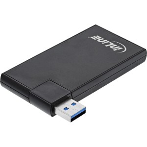 Obrotowy koncentrator USB 3.0, 4 porty, czarny