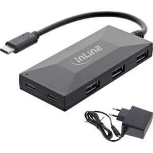 Koncentrator USB 3.2 Gen.1, USB-C na 2 porty USB-C i 3 porty USB-A, z zasilaczem
