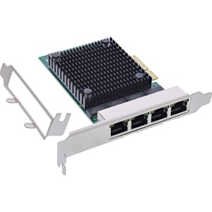 Karta sieciowa Quad Gigabit, 4x RJ45 2,5 Gb/s, PCIe x4, w komplecie. Uchwyt do płyty LP