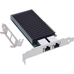Podwójna karta sieciowa 10-Gigabit, 2x RJ45 10Gb/s, PCIe x8, w komplecie. Uchwyt do płyty LP