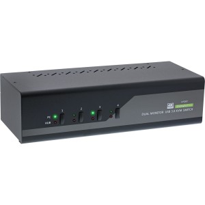 Przełącznik stacjonarny KVM, 4 porty, dwa monitory DP 1.2, 4K, USB 3.0, audio