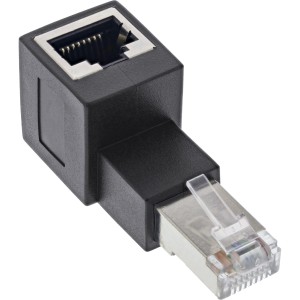 adapter patchcordu kat.6A, RJ45 męski/żeński, wygięty pod kątem 90° w górę
