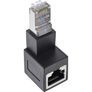 adapter patchcordu kat.6A, RJ45 męski/żeński, kątowy 90° w dół