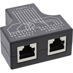 Adapter T Cat.5e STP (Port-Doppler), gniazdo RJ45 na 2x gniazdo RJ45