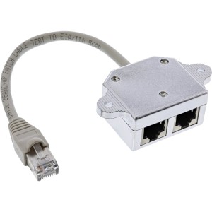 Adapter T Cat.5e ISDN RJ45 męski na 2x RJ45 żeński 15cm