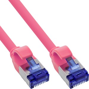 Kabel krosowy cienki, kat.6A, S/FTP, TPE (LSZH) elastyczny, PoE, magenta, 30m