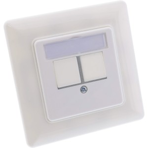 Zestaw ramek do 2x RJ45 Keystone SNAP-In 90°, biały RAL9010