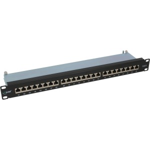 Patch panel kat.6 24 porty 19" 1HE czarny RAL9005