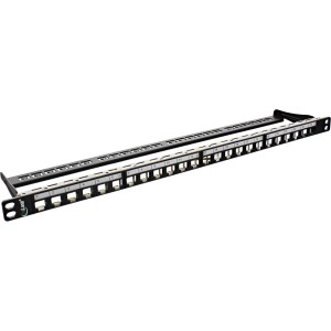 Pusty panel krosowy 19", 24 porty dla RJ45 Keystones 0,5U czarny