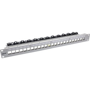 Patch panel 24-kierunkowy, pusty panel Keystone Patch panel, 19", 1U, szary