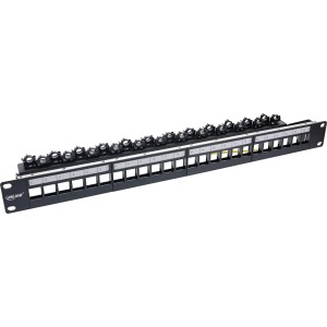 Patch panel 24-kierunkowy, pusty panel Keystone Patch panel, 19", 1U, czarny