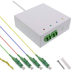 Skrzynka przyłączeniowa FTTH wstępnie zmontowana 4x LC/APC 9/125µm 15m