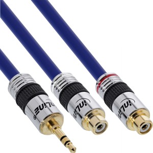 Kabel audio Premium 2x RCA żeński / 3,5 mm męski, pozłacany 0,25 m