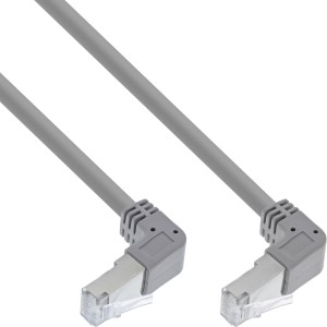 Kabel krosowy kątowy góra/dół, S/FTP (PiMf), kat.6, PVC, miedź, szary, 2,67m