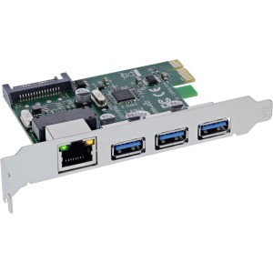 Karta sieciowa Combo Gigabit i USB 3.2 Gen.1, 1x RJ45, 3x USB-A, PCIe x1