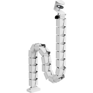 Elastyczny kanał kablowy, stoły z regulacją wysokości i zaciskiem stołowym, biały